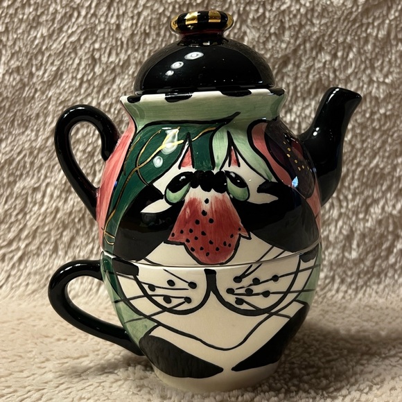 SWAK Lynda Corneille Clancy The Cat Signed Teapot - Picture 4 of 16